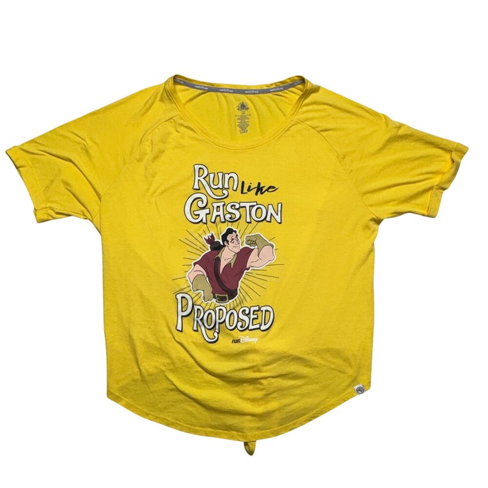 RunDisney Shirt 2XL XXL Womens Yellow Run Like Gaston Proposed Marathon